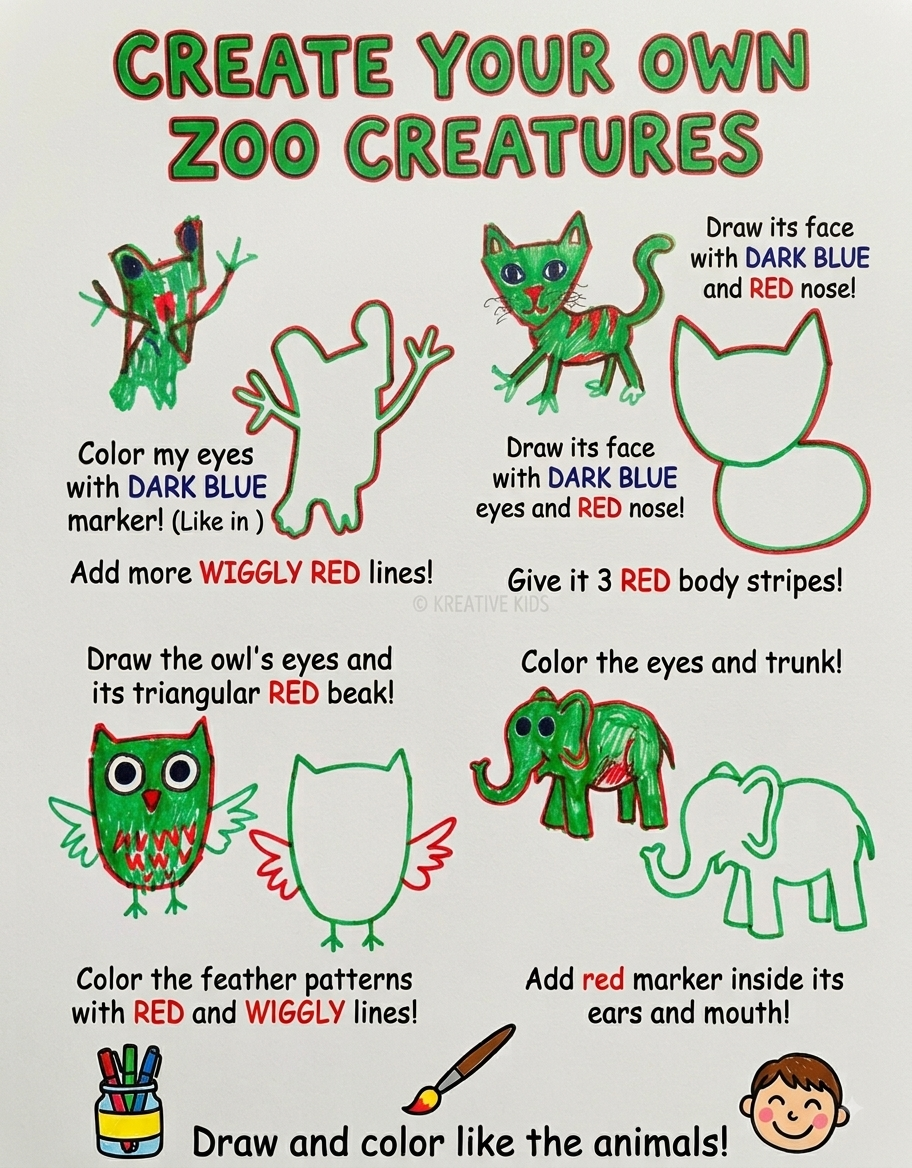 Zoo Animals Coloring Page for kids