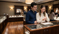 Man and Woman picking out engagement rings
