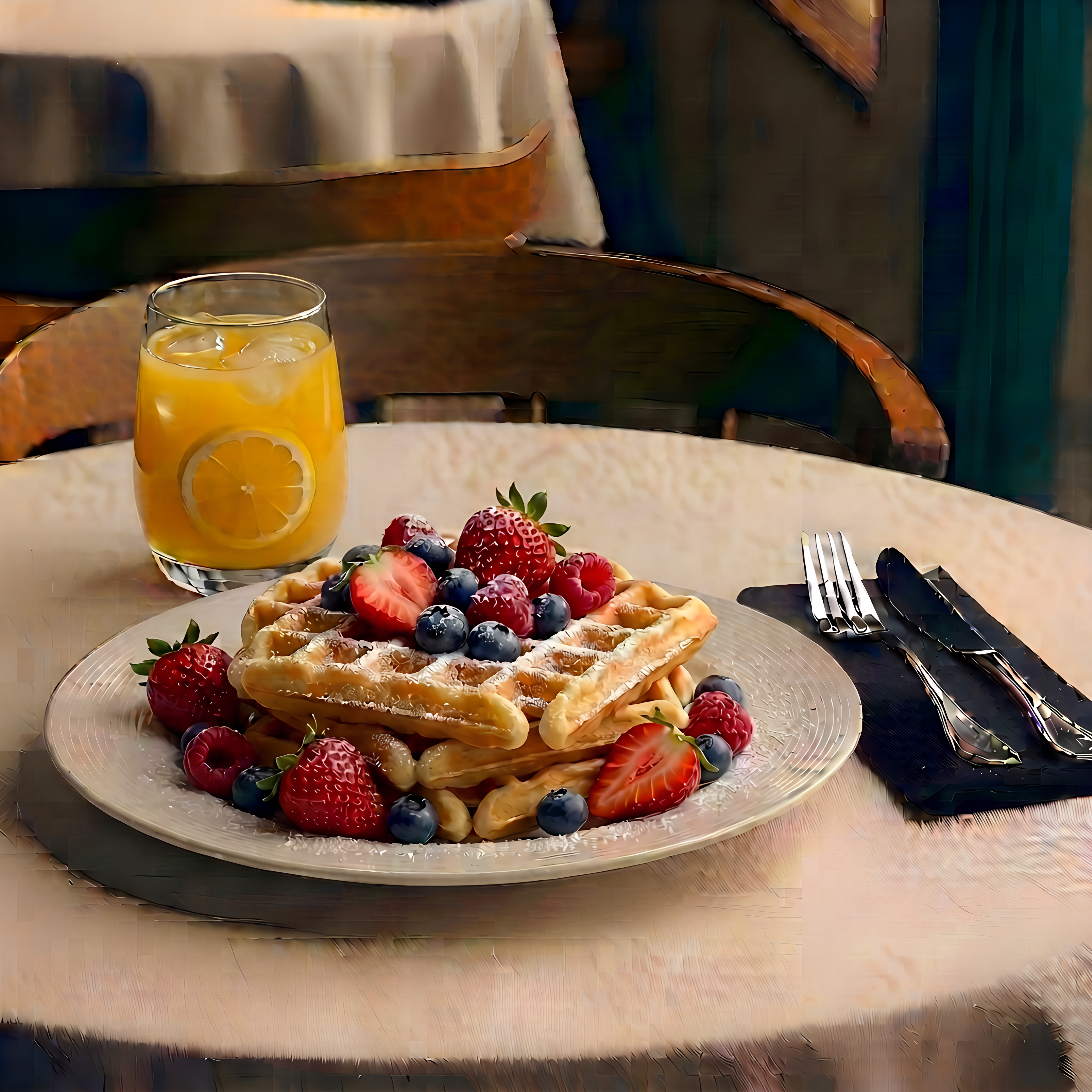 Breakfast Waffles with Berries